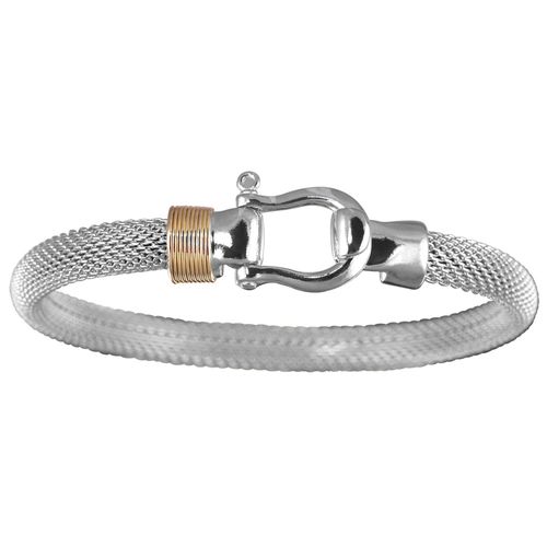 Ss 6mm Shackle Mesh Bracelet W/14ky Wraps 8.0 Inch - C6MESHA80