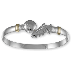 Ss 6mm Soccer Bracelet W/14ky Wraps 6.5 Inch - C6SOC65