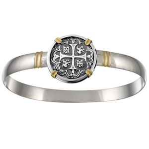 Ss 6mm Treasure Coin Bracelet W/14ky Prongs & Wraps 7.0 Inch - TT6TC70