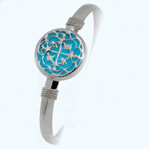 Ss 6mm Treasure Coin Larimar Bracelet W/ss Wraps 7.5 Inch - S6TCL75