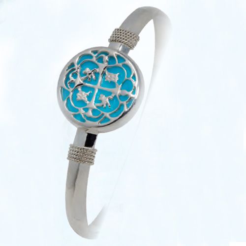 Ss 6mm Treasure Coin Larimar Bracelet W/ss Wraps 7.5 Inch - S6TCL75