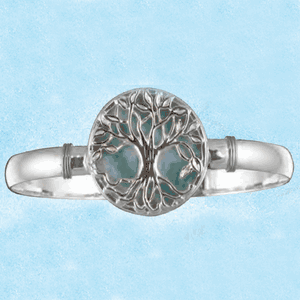 Ss 6mm Tree Of Life Larimar Bracelet W/ss Wraps 6.5 Inch - S6TLL65