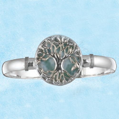 Ss 6mm Tree Of Life Larimar Bracelet W/ss Wraps 8.0 Inch - S6TLL80