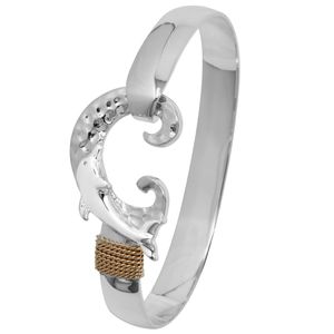 Ss 8mm Dolphin Wave Bracelet W/14ky Wraps 7.0 Inch - C8DOLWV70