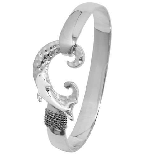 Ss 8mm Dolphin Wave Bracelet W/ss Wraps 6.5 Inch - S8DOLWV65