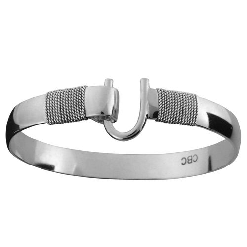 8mm Hook Bracelet Sterling Silver Double Wraps 7.5 Inch - S82W75