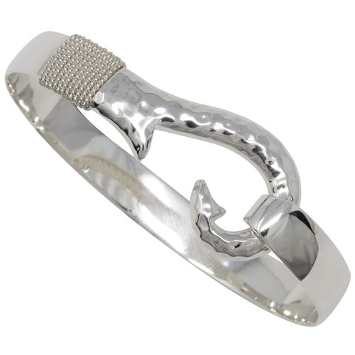 Ss 8mm Paua Hook Hammered Bracelet W/ss Wraps 7.0 Inch - S8PHH70