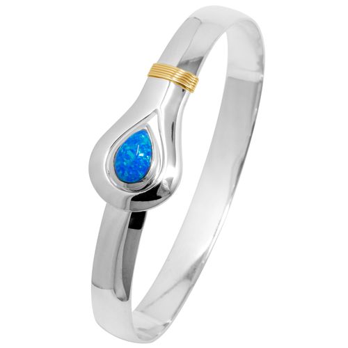 Ss 8mm Pear Shape Opal Unity Hook Bracelet W/imi Opal & 14ky Wraps 8.0 Inch - C8PSOPUNY80