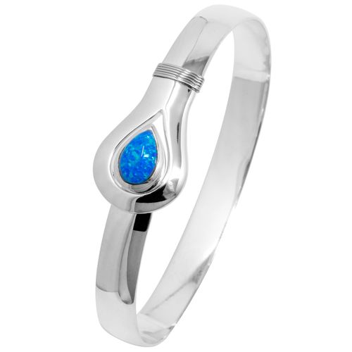 Ss 8mm Pear Shape Opal Unity Hook Bracelet W/imi Opal & Ss Wraps 7.5 Inch - S8PSOPUNY75