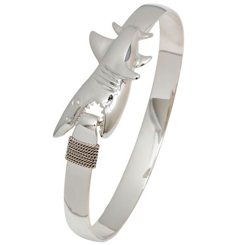 Ss 8mm Shark Bite Hook Bracelet W/ss Wraps 9.0 Inch - S8SBH90
