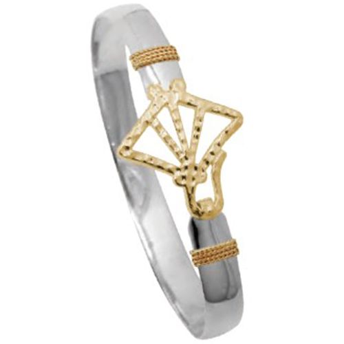 Ss 8mm Silhouette Devil Ray Bracelet W/14ky Wraps & Head 8.0 Inch - C82CSSR80