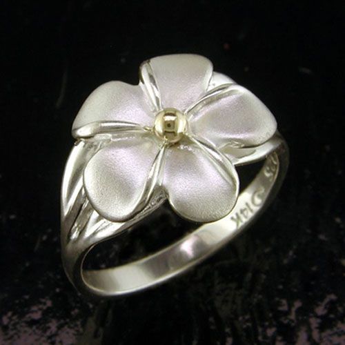 SS And 14K Plumeria Ring 9/24 - SD-SGR705-7