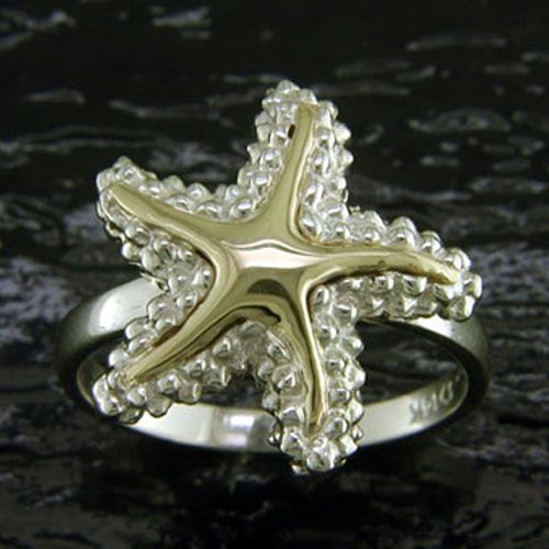 SS And 14K Starfish Ring 9/24 - SD-SGR335-7