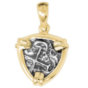Ss Atocha Replica Coin Pendant W/14ky Frame, Prongs And Bail - TC2CPATOTR