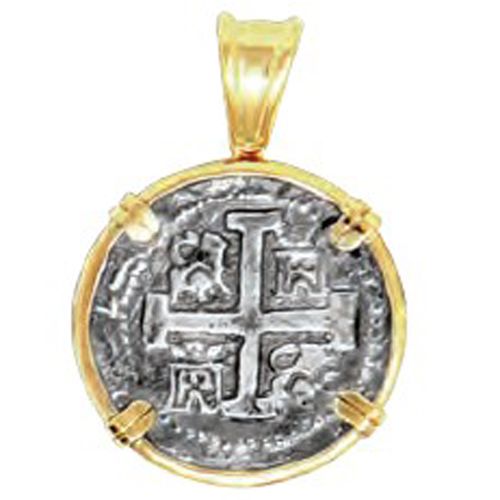 Ss Atocha Replica Coin Pendant W/14ky Frame, Prongs & Bail - TC2CPATOCT4