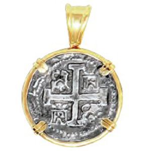 Ss Atocha Replica Coin Pendant W/14ky Frame, Prongs & Bail - TC2CPATOCT4