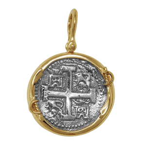 Ss Atocha Replica Coin Pendant W/14ky Frame, Swords & Bail 24mm - TC2CSWPATOCT4