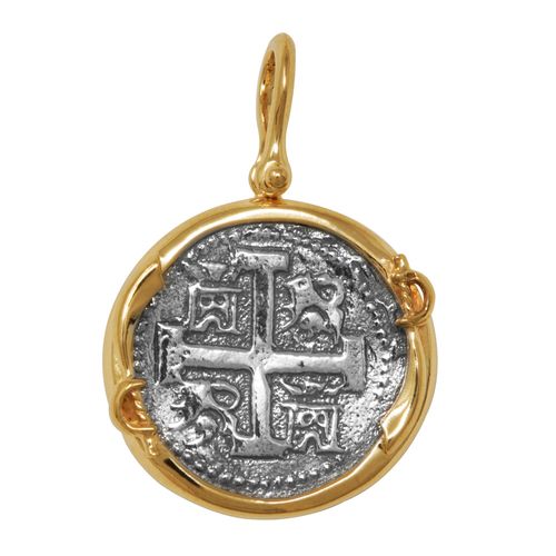 Ss Atocha Replica Coin Pendant W/14ky Frame, Swords & Bail 24mm - TC2CSWPATOCT4