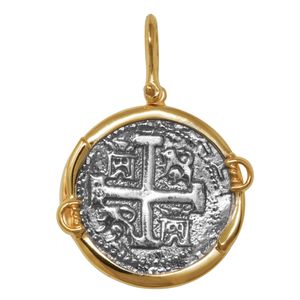 Ss Atocha Replica Coin Pendant W/14ky Frame, Swords & Bail 27mm - TC2CSWPATOCT8