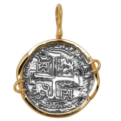 Ss Atocha Replica Coin Pendant W/14ky Frame, Swords & Bail 34mm - TC2CSWPATOCT10