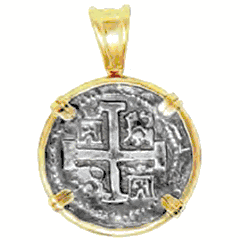 Atocha Replica Coin Pendant W/ Frame, Prongs & Bail