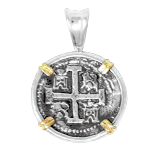 Ss Atocha Replica Coins Two Tone Pendant 24mm - TCTTPATOCT4
