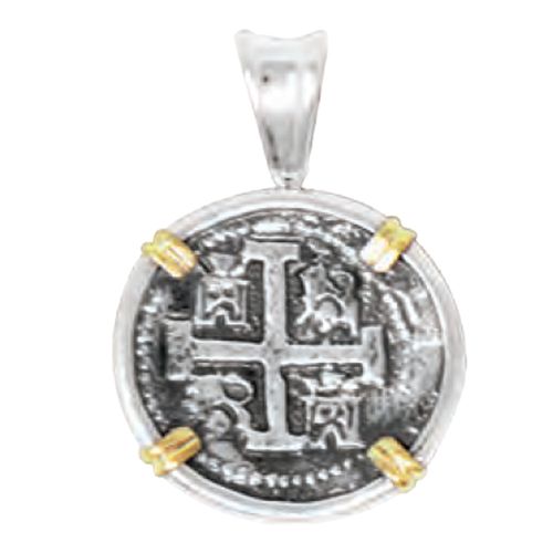 Ss Atocha Replica Coins Two Tone Pendant 24mm - TCTTPATOCT4