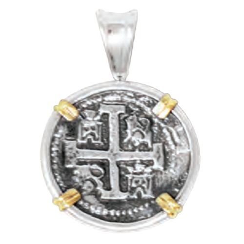 Ss Atocha Replica Coins Two Tone Pendant 27mm - TCTTPATOCT8