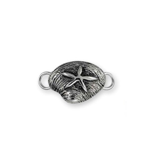 Ss Clam Shell W/starfish Clasp Rhodium Plated