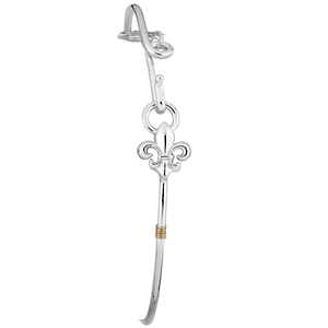 Ss Fleur De Lis Esprit Bracelet W/cbc Tag & 14ky Wraps 7.0 Inch - C059FDL70