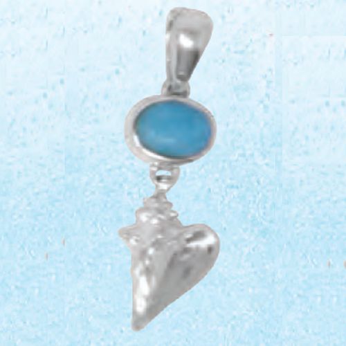 Ss Mar Azul Larimar Conch Pendant - MAL131SP