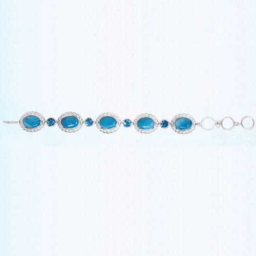 Ss Mar Azul Larimar Paloma  Bracelet W/blue Topaz - MAL135SB