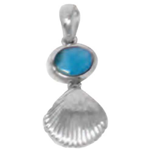 Ss Mar Azul Larimar Scallop Pendant - MAL128SP