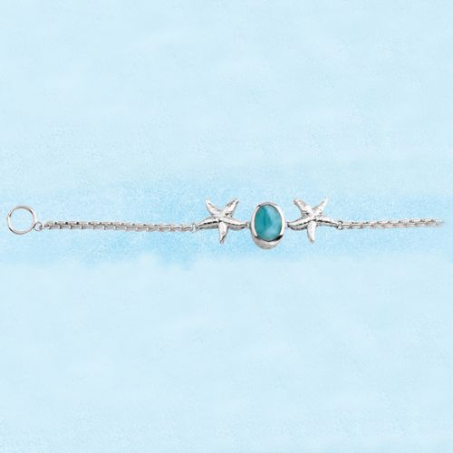 Ss Mar Azul Larimar Shorty Starfish Link Bracelet - MAL130SSB