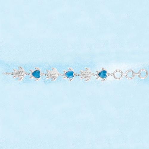 Ss Mar Azul Larimar Turtle Link Bracelet - MAL141SB