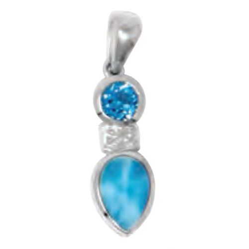Ss Mar Azul Pendant W/larimar & Blue Topaz - MAL124SP