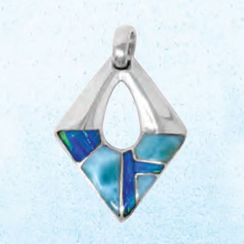 Ss Mar Azul Pendant W/larimar & Imi Opal - MAL106SP