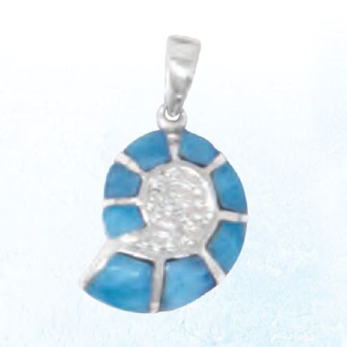 Ss Nautilus Larimar Pendant - PSNUSL