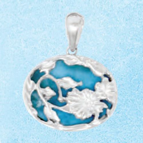 Ss Oval Bella Larimar Pendant - PSBOV