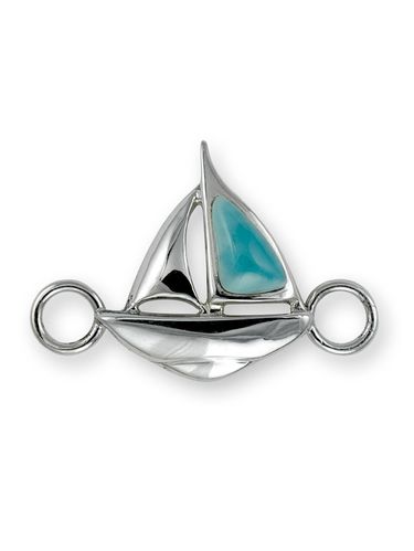 Ss Sailboat Larimar Clasp Rhodium Plated