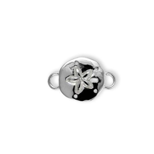 Ss Sand Dollar Polished Clasp Rhodium Plated