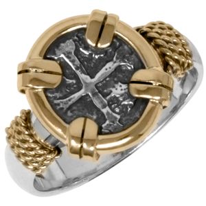 Ss Spanish Replica Coin Ring W/14ky Frame And Prongs 7.5 Inch - TC2CRSPMIN75