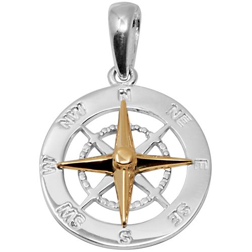 Ss Special Compass Rose Pendant W/14ky Rose - PCSCRO
