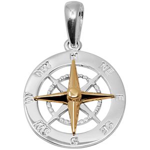 Ss Special Compass Rose Pendant W/14ky Rose - PCSCRO