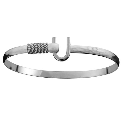 Sterling Silver 4mm Caribbean Hammerered Hook Bracelet 5.5 Inch - S4HAM55