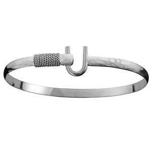 Sterling Silver 4mm Caribbean Hammerered Hook Bracelet 5.5 Inch - S4HAM55