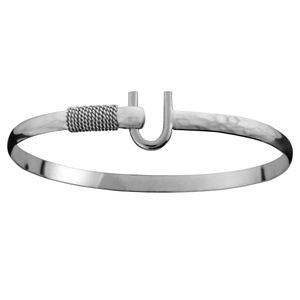Sterling Silver 4mm Caribbean Hammerered Hook Bracelet 7.0 Inch - S4HAM70
