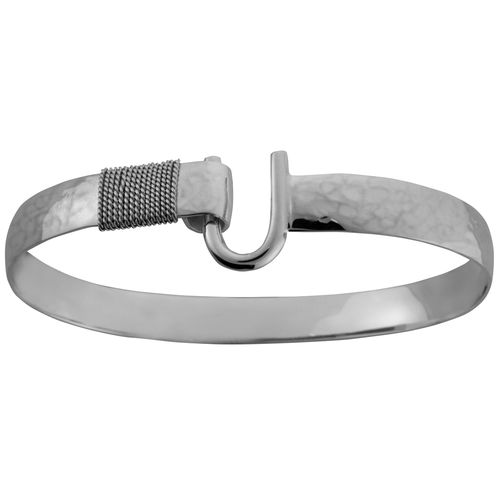Sterling Silver 8mm Hammered Hook Bracelet 9.0 Inch - S8HAM90