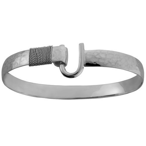 Sterling Silver 8mm Hammered Hook Bracelet 8.0 Inch - S8HAM80