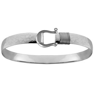 Sterling Silver 8mm Hammered Shackle Bracelet Sterling Silver Wrap 8.0 Inch - S8HAMSHA80